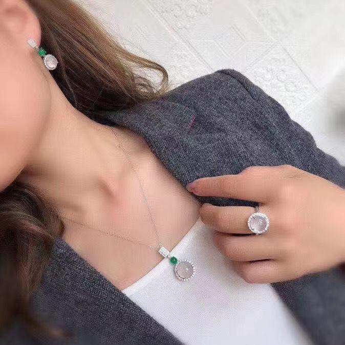 Product Introduction of Elegant Fashion Natural zircon Stud Earrings Ring Pendant Necklace Fashion accessories Set High Ice Perfect zircon Three-Piece Set Anniversary Auspicious Birthday 37