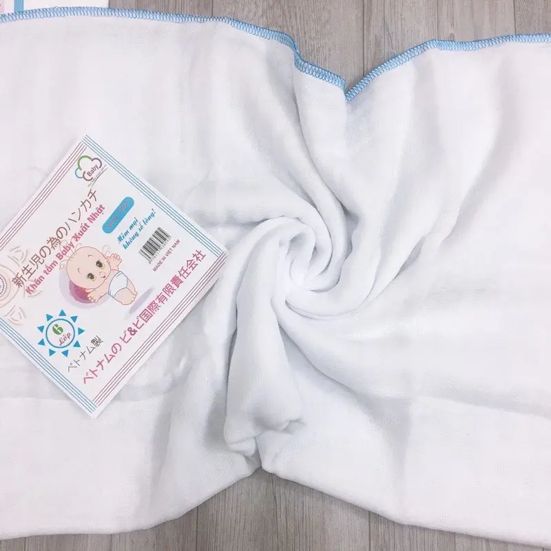 ￼Khăn tắm xô xuất nhật cho bé Sơ Sinh màu trắng loại 4 lớp 6 lớp siêu thấm hút