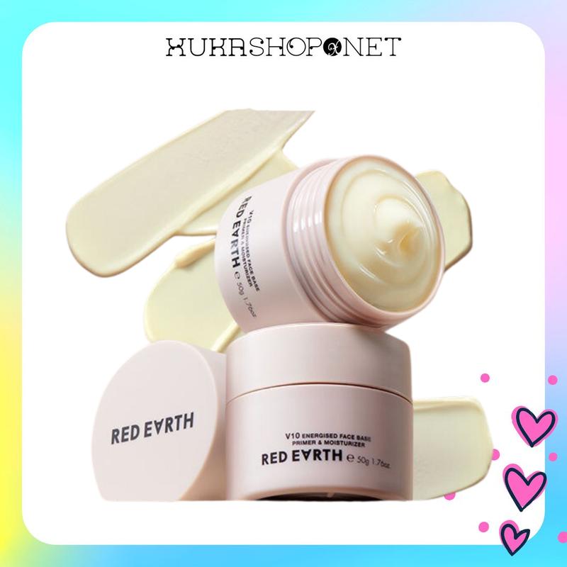 Red Earth xukashop Kem Lót RED EARTH V10 Energised Face Base 50ml và Mini 15ml Cấp Ẩm và Làm Mềm Da Trang Điểm