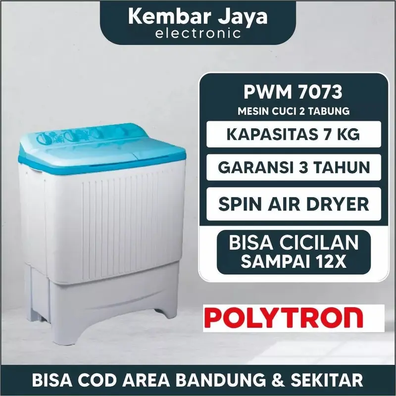 MESIN CUCI POLYTRON  2 TABUNG PWM 7072 / 7073  / 8072 / 8073 / 9072 / 9073 / 1076 GARANSI RESMI 1