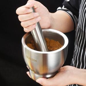 Bộ Chày Cối Inox 304 Nguyên Khối Không Vết Hàn Có Nắp Đậy Kèm Chày Dã Đồ Cực Nhuyễn Mịn