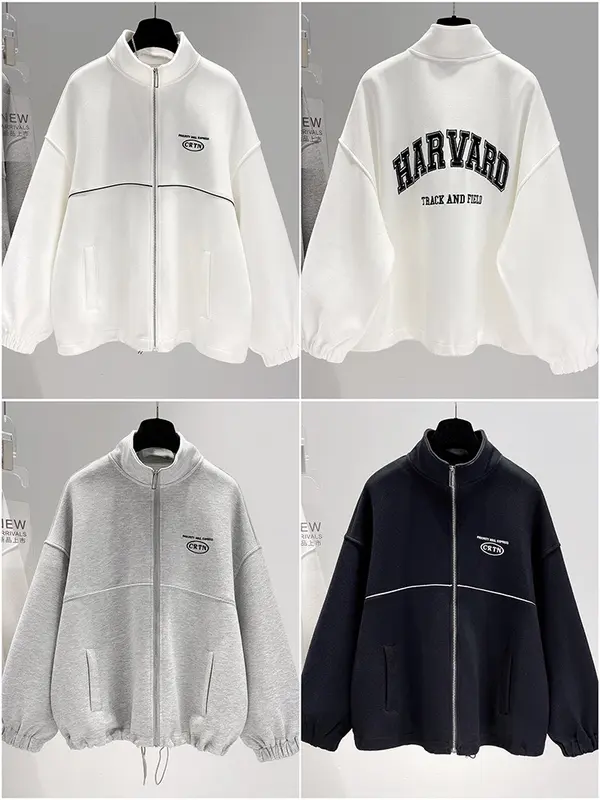 ÁO HOODIE ZIP HARVAR TAY BO CHUN CÁ TÍNH MS 03 Xám 3