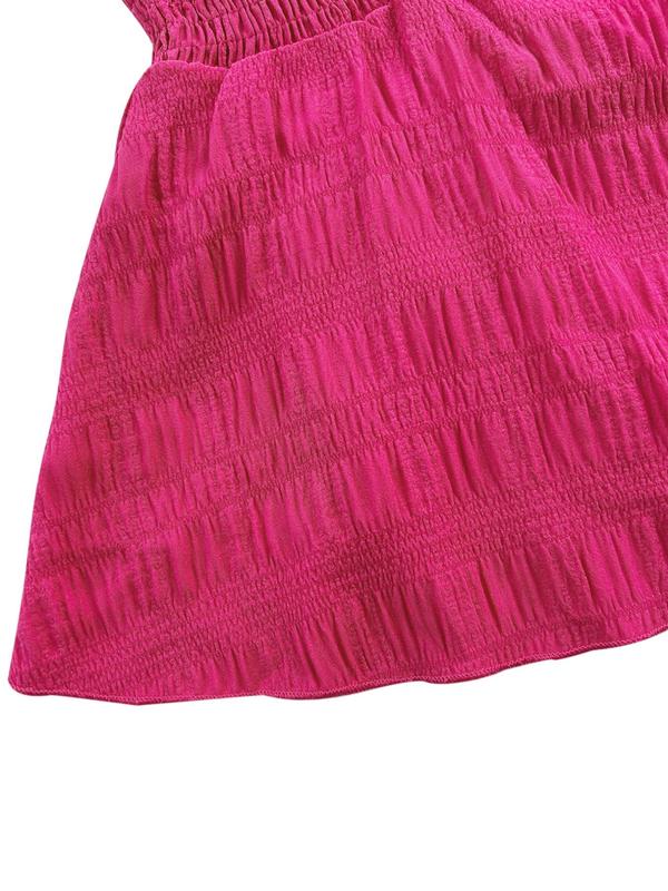 Women's Plain Shirred Frill Trim Tie Front Wide Leg Shorts, Casual High Waist Ruffle Hem Shorts for Summer, Ladies Bottoms for Daily Wear 6