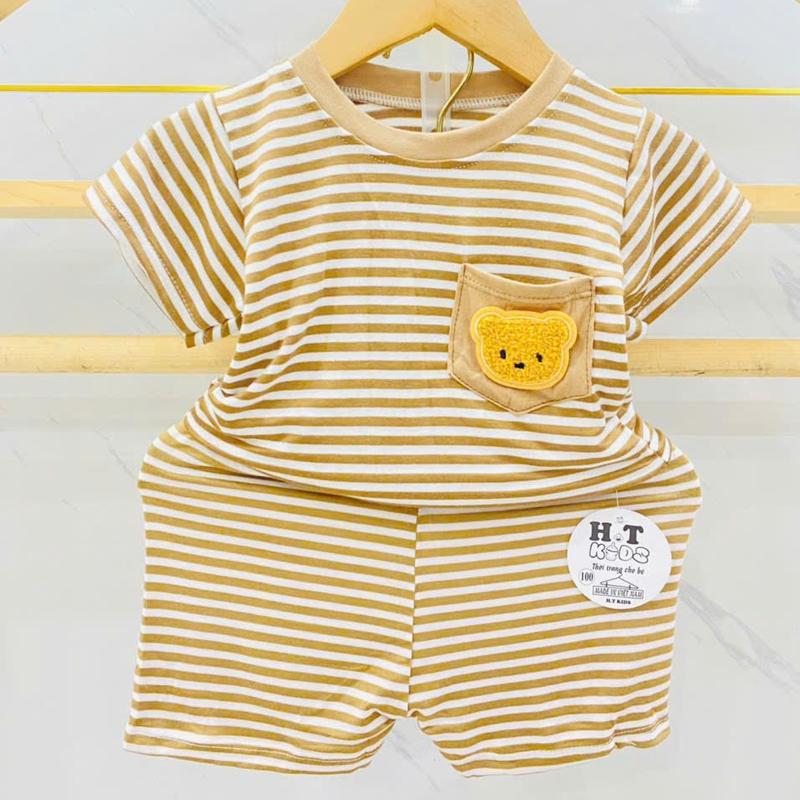 [18-28kg] Bộ cộc tay THUN LẠNH Vải Dệt Sọc Cho Bé 3