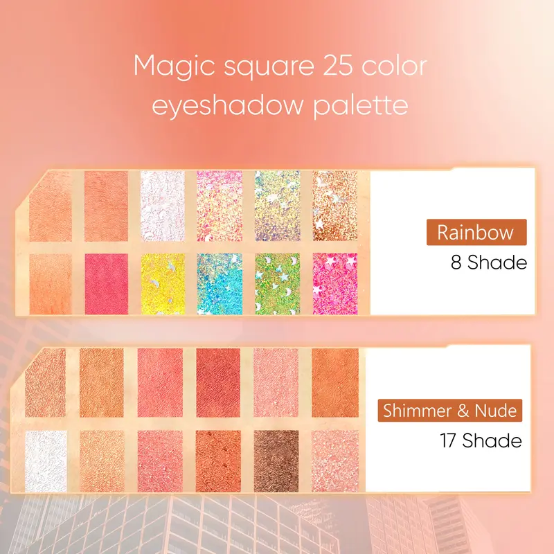 [Skistore] BPOM Eyeshadow Magic Square MGL Pallete 25 Full Color Shimmer Glitter & Matte Pigmented Eye-Catching 4