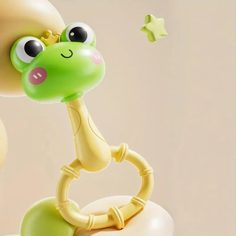 Cute Frog Design Hand Rattle Sensory Toy, Baby Teething Toy, Baby Sound Toy, Educational Toy for Newborn Baby, Hand Eye Coordination Toy 2