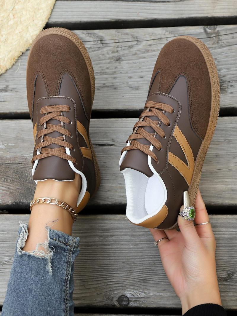 Product Introduction of Women's Fashionable Plain Color Lace Up Sneakers, Casual Comfortable Breathable Sports Running Shoes, All-match Basic Shoes for Daily Wear 4