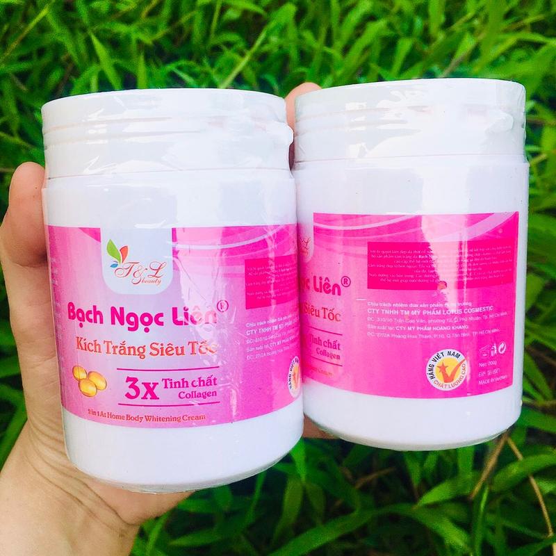 Kem kích trắng body bạch ngọc liên màu Hồng hộp 200gram cho da vàng ngâm