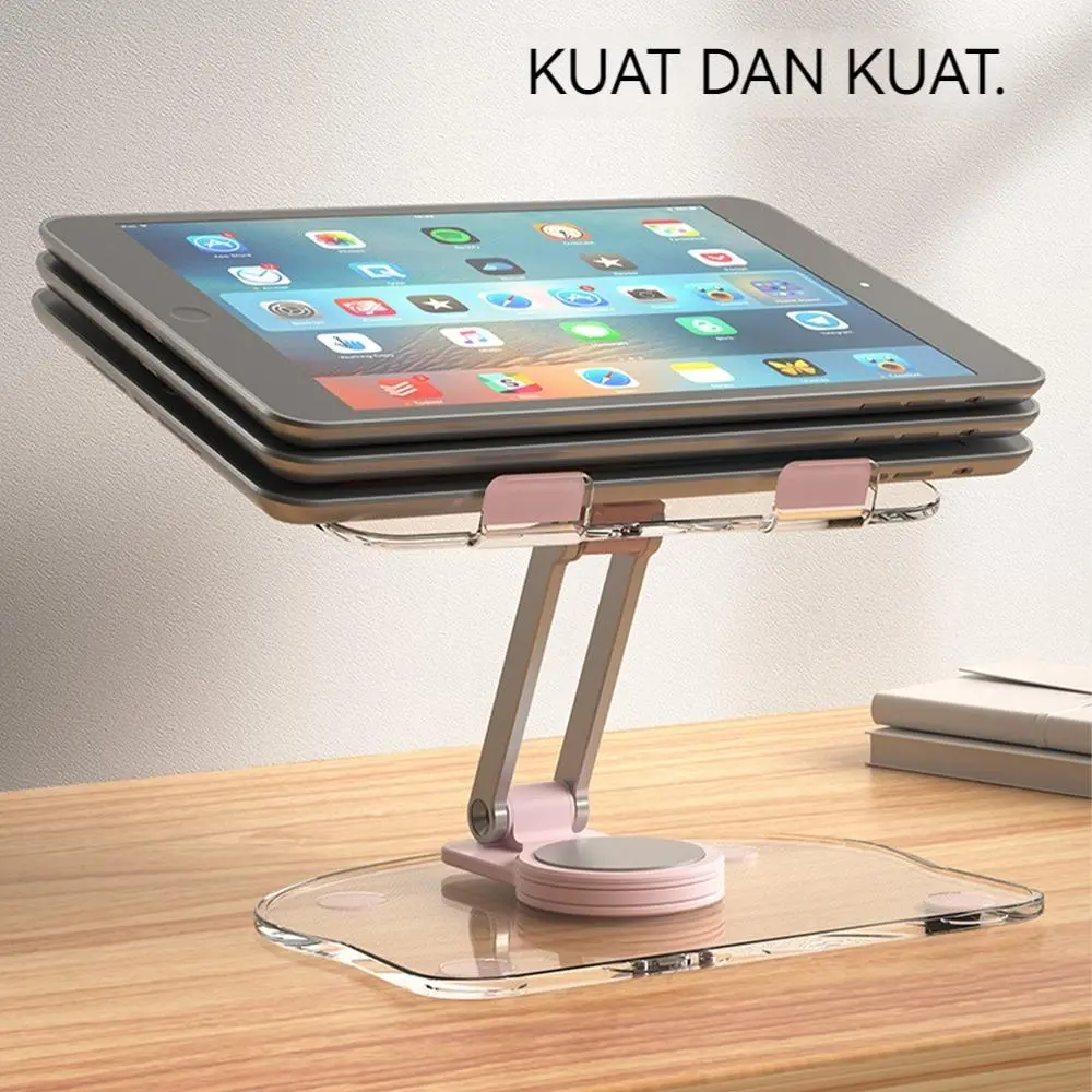Dudukan tablet dudukan iPad yang dapat diputar 360 derajat  dapat dilipat portabel  cantik  anti-selip transparan