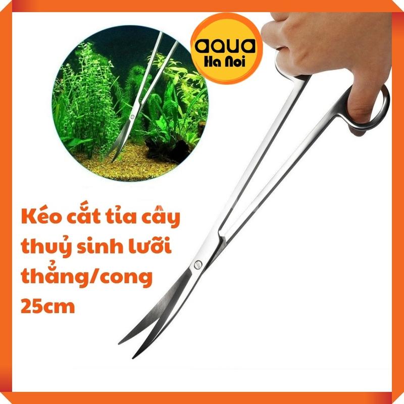 Kéo cắt tỉa cây thủy sinh lưỡi thẳng/lưỡi cong - 25cm, inox không gỉ