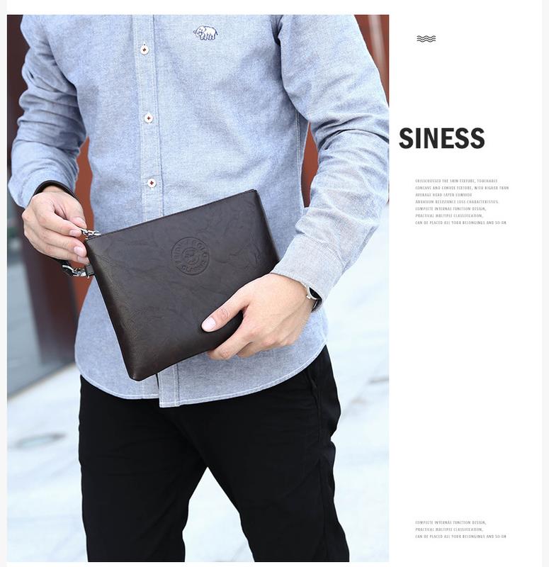 Product Introduction of Men's 2024 New Casual Men's Clutch Pu Soft Leather Men's Bag Mobile Phone Bag Large-Capacity Wallet 9