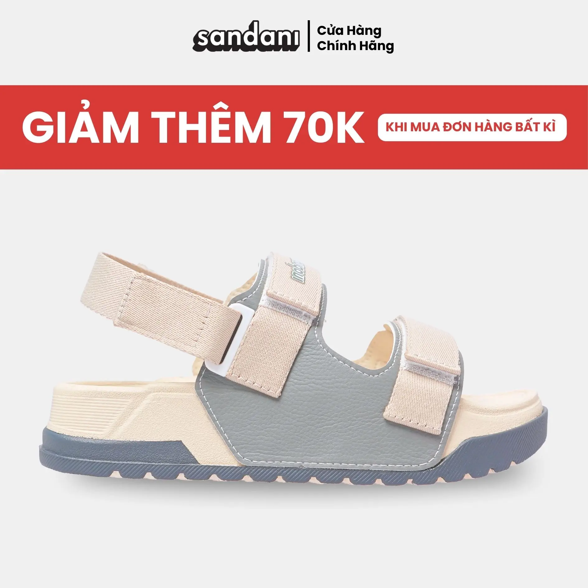 Dép Sandal Nữ Phylon SANDANI S1 Đế Cao 4-5cm Quai Ngang Màu Xám Sữa – Dép Thời Trang Đi Học, Đi Làm, Dạo Phố DéP GiàY