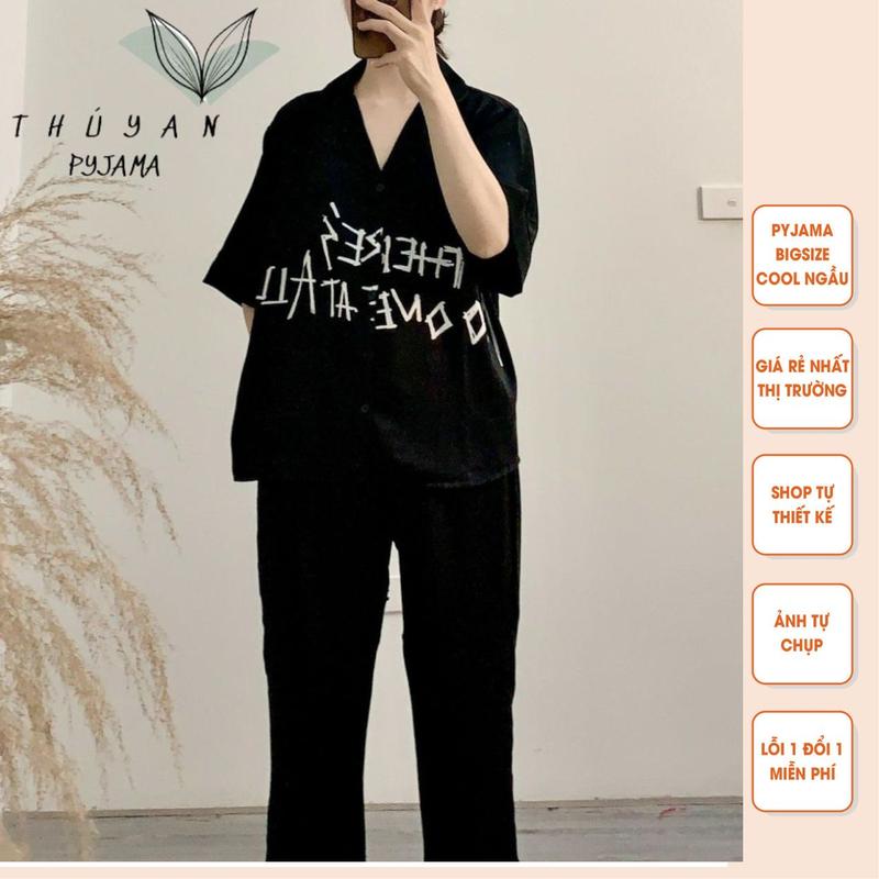 Bộ Pyjama Bigsize ST cộc dài mặc nhà giá rẻ chất lụa Mango ko nhăn dành cho nữ, bà bầu sau sinh 60 - 90kg