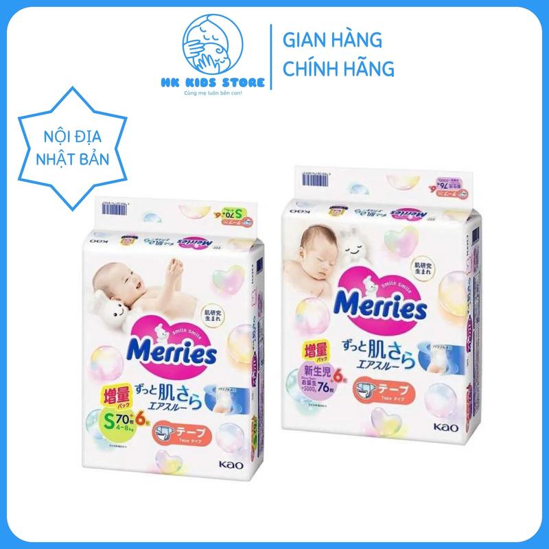 Tã Bỉm Quần/Dán Merries Cộng Miếng Nội Địa Nhật Đủ Size Cho Bé (NB/S/M/L/XL/XXL) - HK Kids Store
