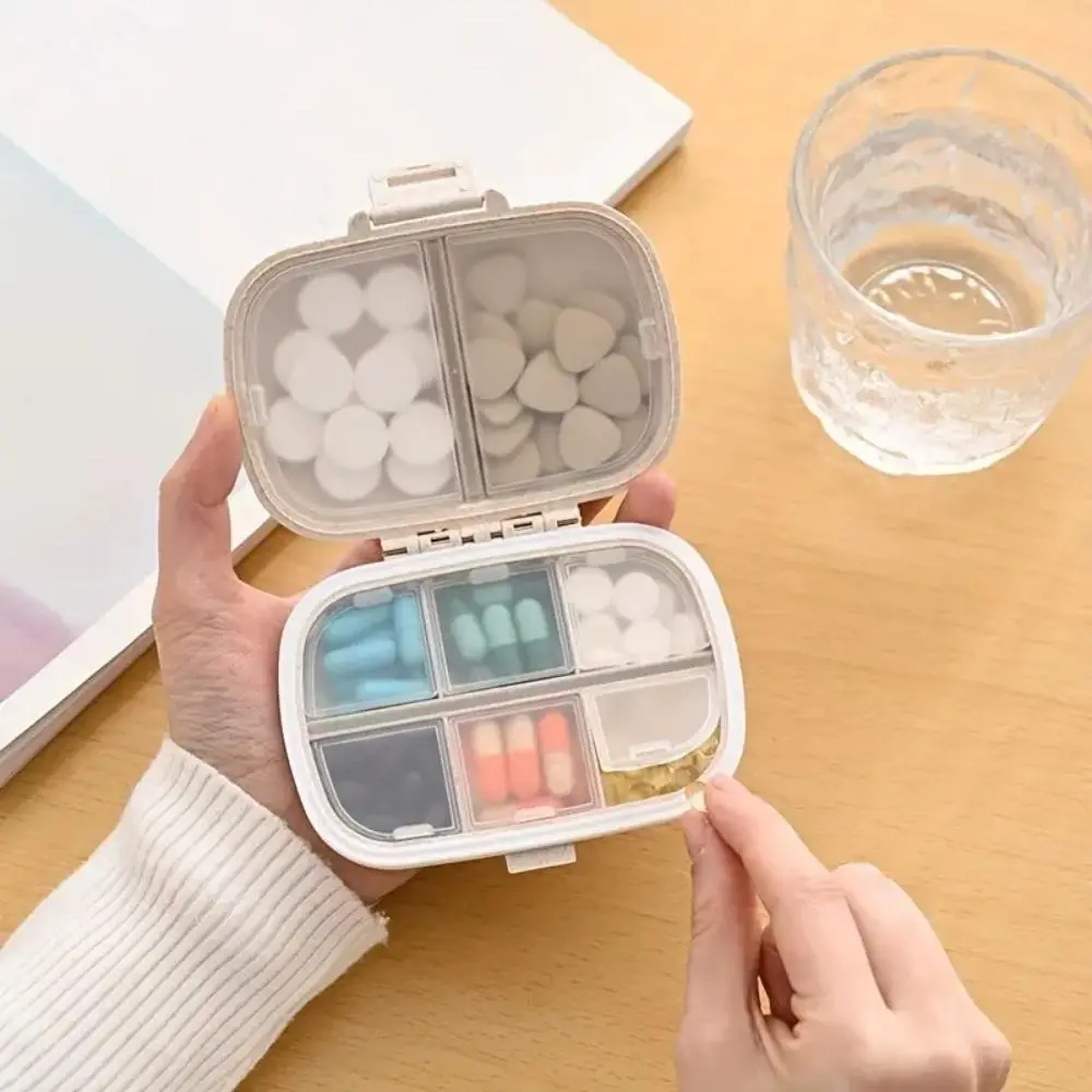 Portable 8-compartment Pill Box, 1 Count Pill Container with Removable Lid & Lock, Household Pill Organizer for Daily Care  Medicine, Supplement, Vitamin, Fish Oils