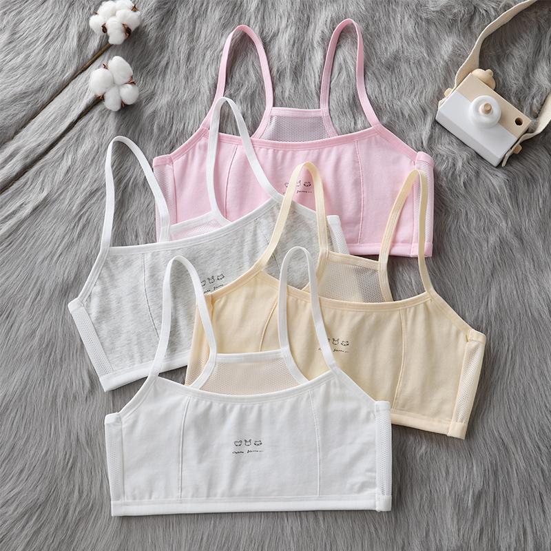 Combo 4 (có set 3) Áo lá cho bé gái cotton áo lót học sinh cấp 1 cấp 2 không đệm 2 lớp mặt trước từ 30-56kg Cotton Quần lót EVECHIP A108