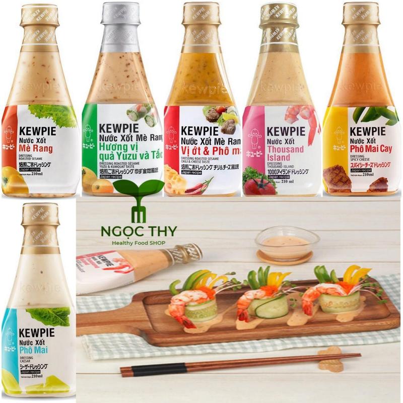  Nước xốt chấm Kewpie vị sốt mè rang phô mai thousand island chai 210ml 