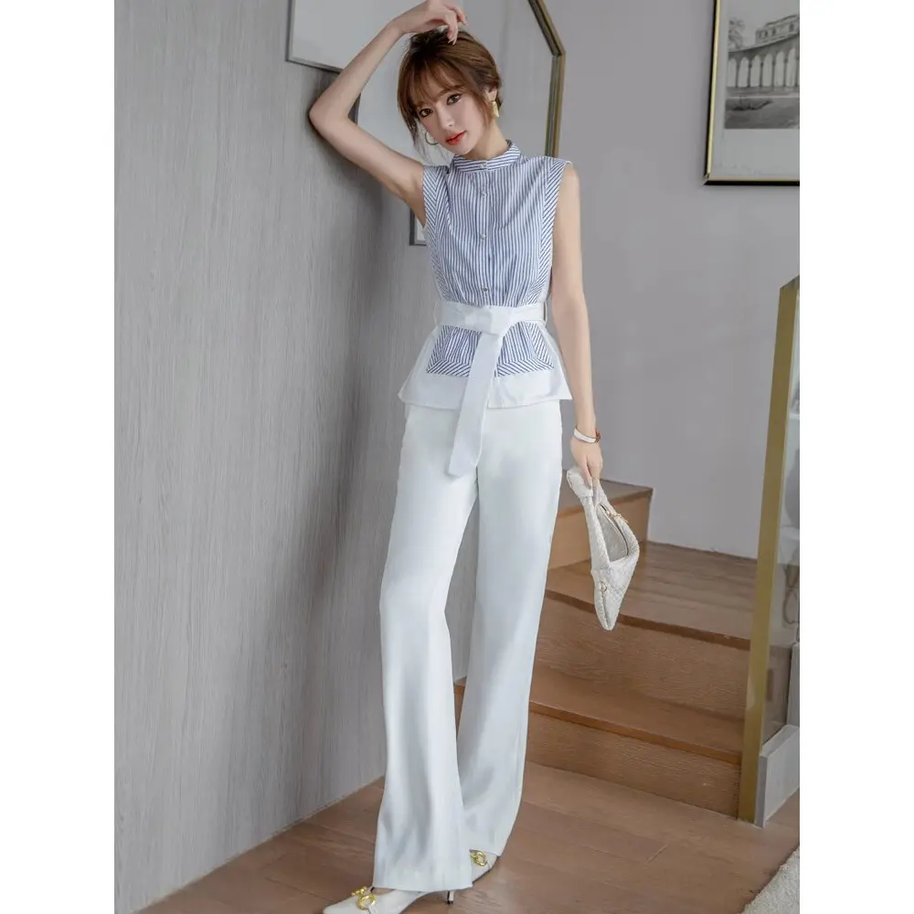 LUXME Setelan untuk wanita kemeja tanpa lengan + celana panjang putih Forma;