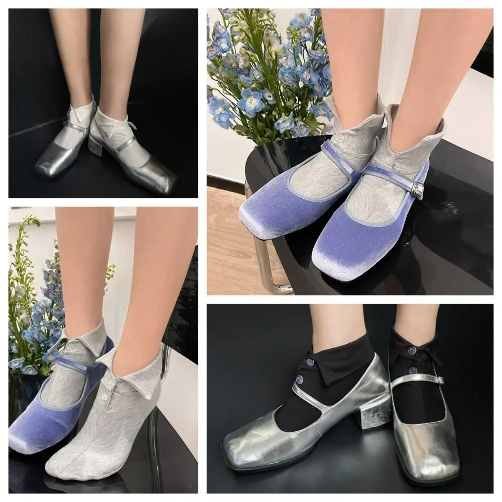 Unique Button Short Ankle Socks Novelty Lapel Polo Collar Socks Patchwork Hosiery Women's Tube Socks Female