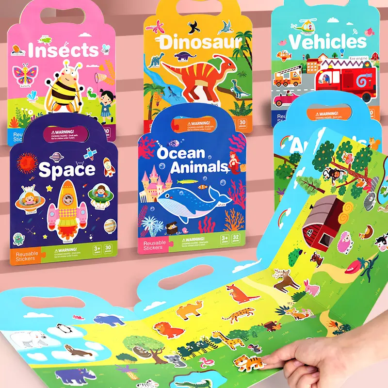 Portable Jelly Quiet Sticker Book Children'S Enlightenment Early Education Baby Hands-On Brain Development Educational Puzzle Toy