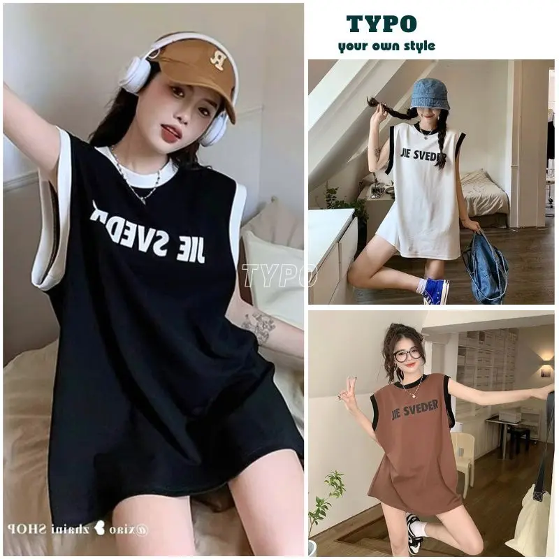 Áo 3 lỗ phối viền form suông dáng rộng thể thao, Áo tanktop cổ trong form to oversize cá tính - TYPO