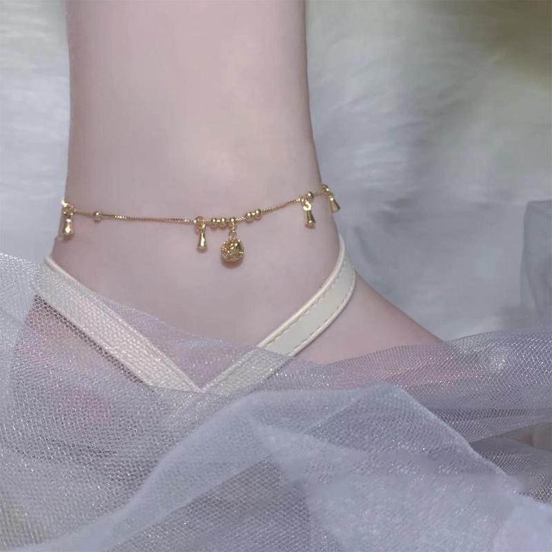 Lắc Chân Chuông May Mắn, Dành Cho Nữ, Thời Trang Mới, Thiết Kế Lấp Lánh Đơn Giản