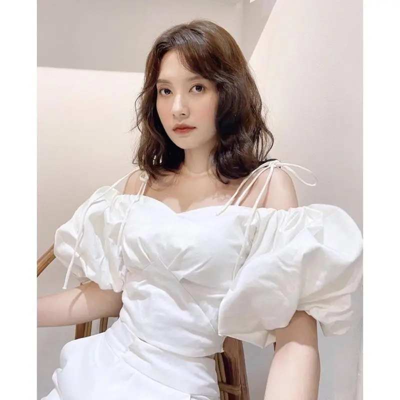 [Siêu Sale] [Giá hủy diệt] [Ảnh thật] Áo croptop tay bồng trễ vai