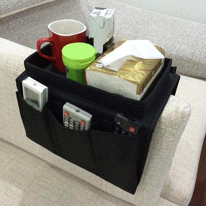Sofa Armrests Storage Bag, Multifunctional Living Room Furniture Foldable Sofa Side Organizer for Remote Control, Snack, Magazines, Water Cup, Home Accessories 0