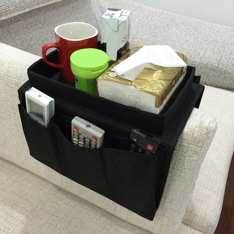 Sofa Armrests Storage Bag, Multifunctional Living Room Furniture Foldable Sofa Side Organizer for Remote Control, Snack, Magazines, Water Cup, Home Accessories 0