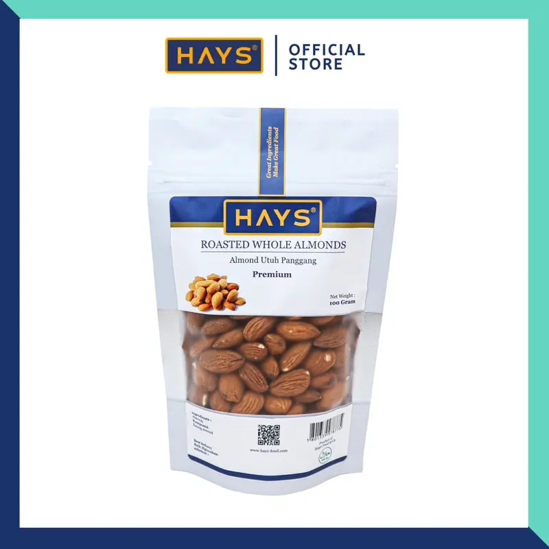 kacang Almond Utuh Panggang 100 Gram / Roasted Whole Almond - HAYS food kacang Snacks 0
