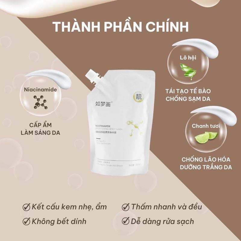 Combo Ủ tắm Nicotinamidee Brightening Body Mask 300ml +Bột niacinamide DUF dưỡng da gói 100g 4
