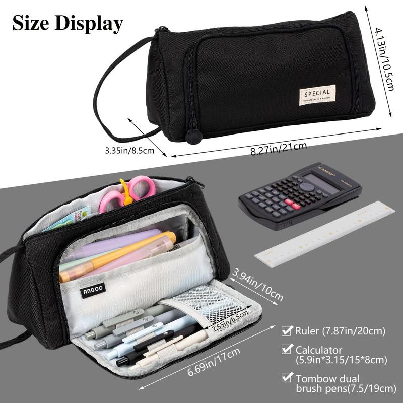 Product Introduction of Large Capacity Triangle Oxford Cloth Pen Case, 1 Count Durable Stationery Storage Bag, Stationery Organizer for School, Office and Travel 1