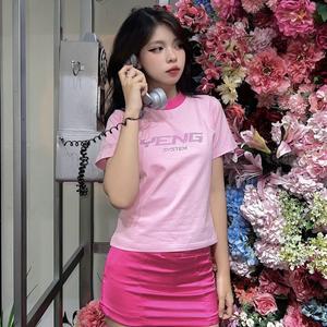 [YENG] Áo thun Babytee hồng - đính đá lấp lánh YENGSYSTEM Women Top