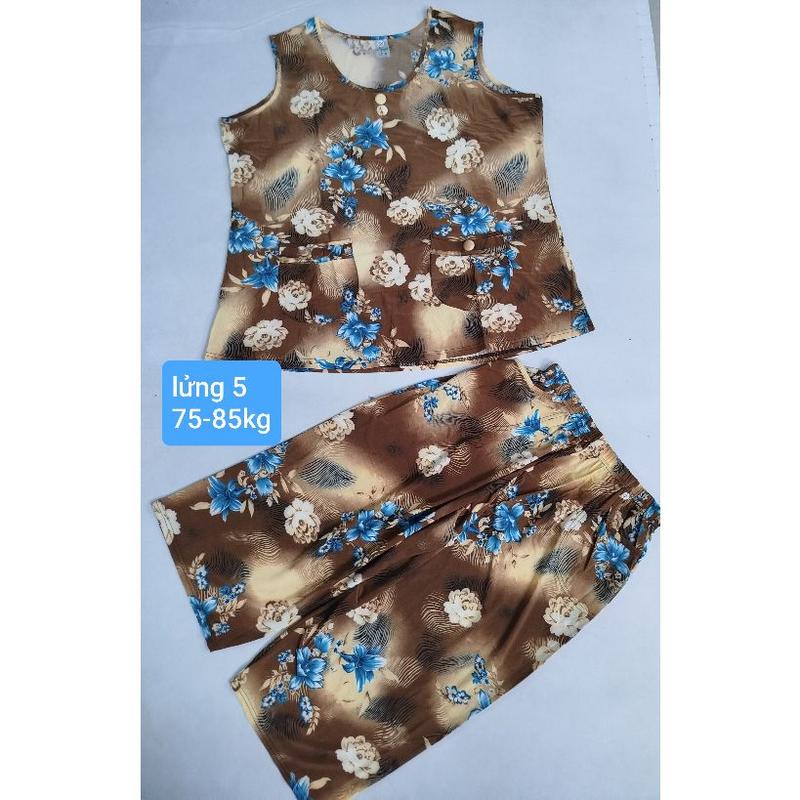 Product Introduction of [sát nách] Size 5 từ 75-85kg mẫu bộ lửng cho nữ vải thun lạnh, mặc nhà mát, phom to, co giãn {Áo Women Quần Ngủ} Nhung Voi 20