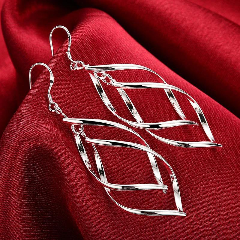 Bông tai nhẫn đôi Màu bạc Sterling 925 dành cho phụ nữ, Nguyên bản, lát đá zirconia khối, đính hôn tinh tế, sinh nhật mới 5