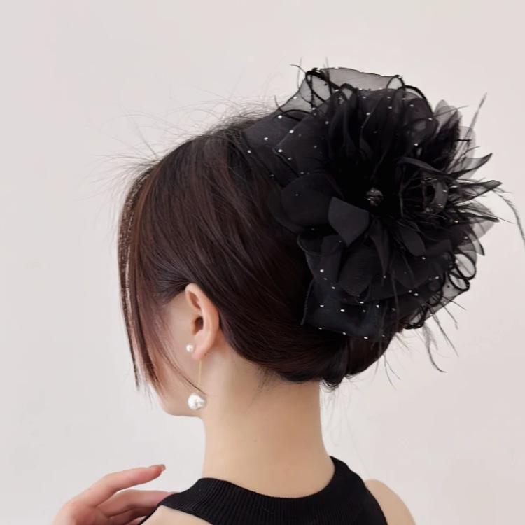 Kẹp Tóc Lông Vũ Nơ Chất Liệu Acrylic Lớn Và Thời Trang Phong Cách Ngọt Ngào Thích Hợp Để Phóng Đại Độ Phồng Tóc Phụ Kiện Tóc Cá Mập Women Nữ