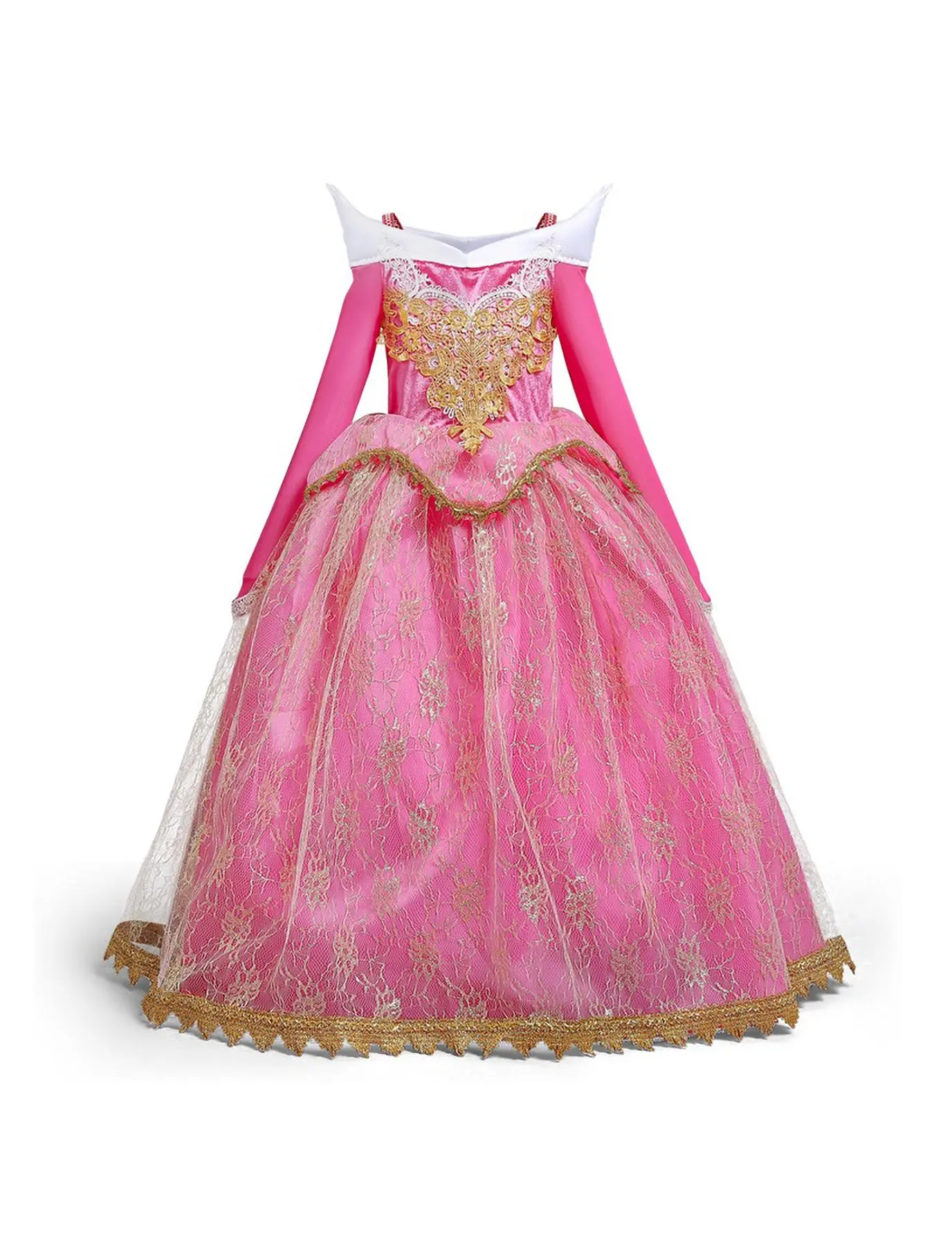 Girl's Colorblock Appliques Tulle Dress, Halloween Elegant Long Sleeve High Waist Dress for Party, Kids Clothes for All Seasons