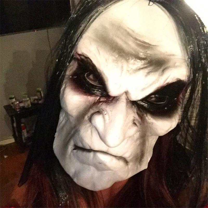 Dag-Mặt Nạ Ma Cho Halloween, Zombie Đáng Sợ Với Tóc Đen, Thoáng Khí, Ngôi Nhà Ma Ám, Đạo Cụ 1