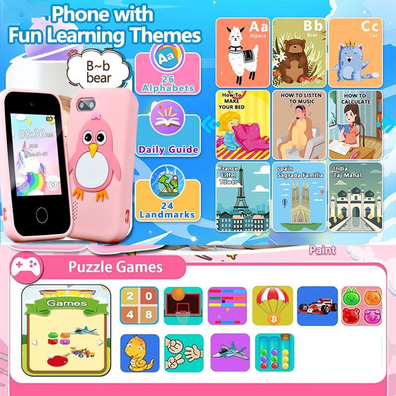 Multi-functional Smartphone, 1 Count English Word Education Reader with Music Player, Camera Video Recording, Games, Alarm Clock, for Boys and Girls 5
