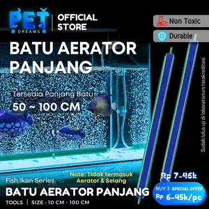 Batu Aerator Panjang 50-100cm Aerasi Aquarium Airstone Gelembung Udara Oksigen Aquascape Akuarium Kolam Ikan