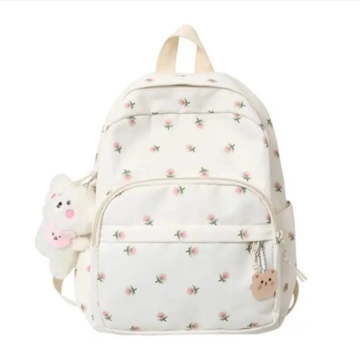 Product Introduction of NURA'Store BS- Tas Ransel motif bunga tulip terbaru perempuan tas bunga tulip korean style cewe tas ransel anak sd smp perempuan bunga Tas Punggung Fashion 4