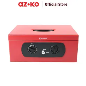 AZKO Krisbow Cash Box - Merah Tempat Uang Dengan Kunci Safety Money Storage Box Kotak Uang Kasir