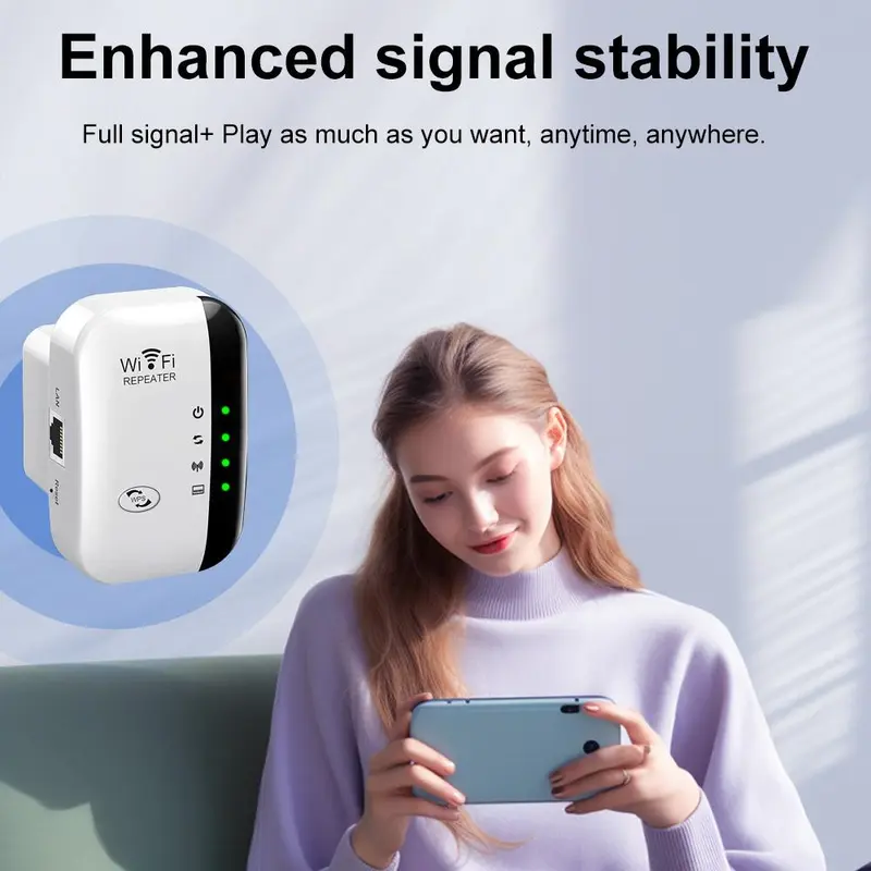 WiFi Signal Amplifier, Home Enhanced Wireless Network Amplifier, WiFi Range Extender, Easy to Install Router Expander Repeater, Network Components for Home Office 4