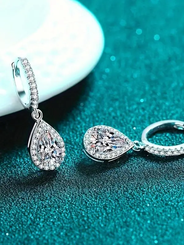 S925 Sterling Silver Synthetic Moissanite Decor Earrings, Fashion Jewelry for Party, Daily Clothing Decor, Trendy All-match & Exquisite Jewelry for Birthday Gift 3