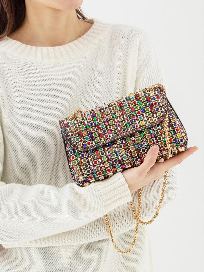 Product Introduction of Women's Rhinestone Decorated Shoulder Bag, Ladies Purse, Fashionable Chain Strap Crossbody Bag for Party, Trendy All-match & Exquisite Shoulder Bag for Birthday Gift 2