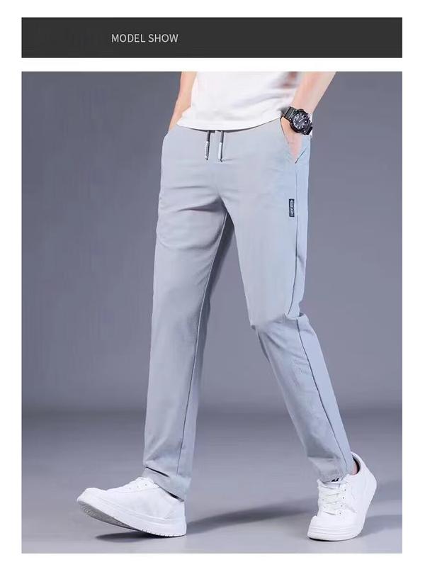 Quần Lụa Lạnh Quần Nhanh Khô Mỏng Mùa Hè Cho Nam, Quần Nỉ Thường Ngày Quần Ống Đứng Ôm Sát Hợp Xu hướng Quần Nam Mới 6