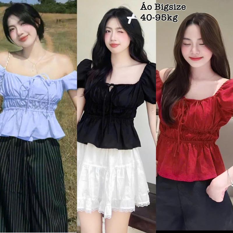  Áo Baby doll Nữ Bigsize Cổ Vuông Hở Vai Tay Phồng Tiểu Thư Công Chúa Xinh Đẹp Cho Nàng Chuppy Cao Cấp Dễ Thương 50-95kg - 2419 