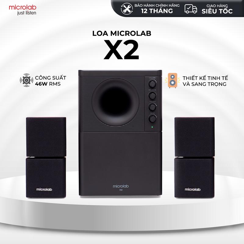  Loa Vi Tính Microlab X2 2.1 - Model X2 Hệ Thống Loa 2.1 Công Suất 46W Nghe Nhạc 2 Loa Vệ Tinh Củ Loa 5.25' 