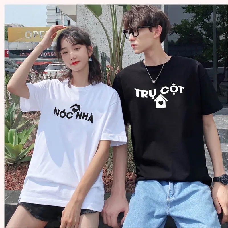 Áo thun cặp nam nữ, áo đôi mặc với người yêu in hình TRỤ CỘT - NÓC NHÀ ý nghĩa (GIÁ 1 ÁO) chất cotton mềm mịn thoáng mát 3