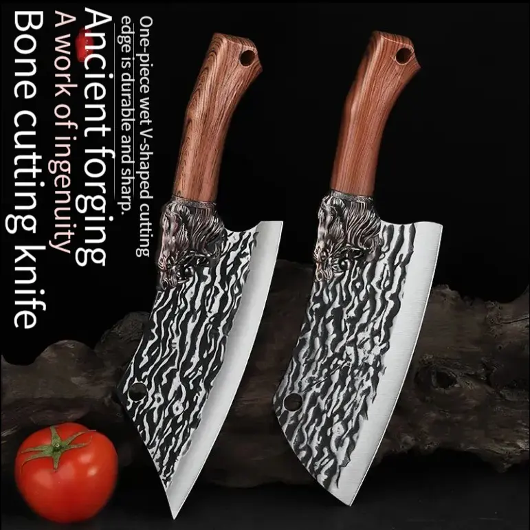 Longquan vegetable knife stainless steel slicing knife sharp cut vegetables hand forged chopping dual-use knife Knives Wood Meat machetes  knife Wooden